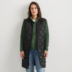 Eddie Bauer Shaw Long Down Black Quilted Puffer Vest XL Tall